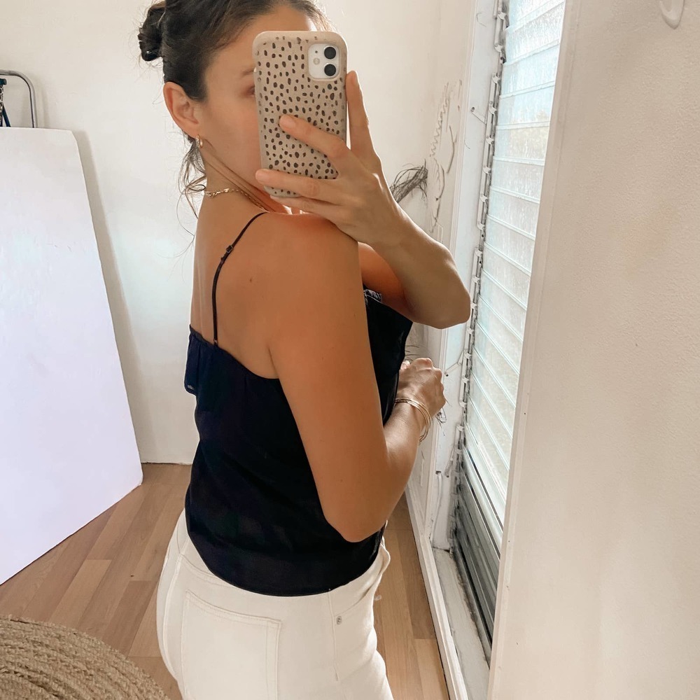 Anine Bing Ruffle Cotton Tank Black size XS - Picture 5 of 12